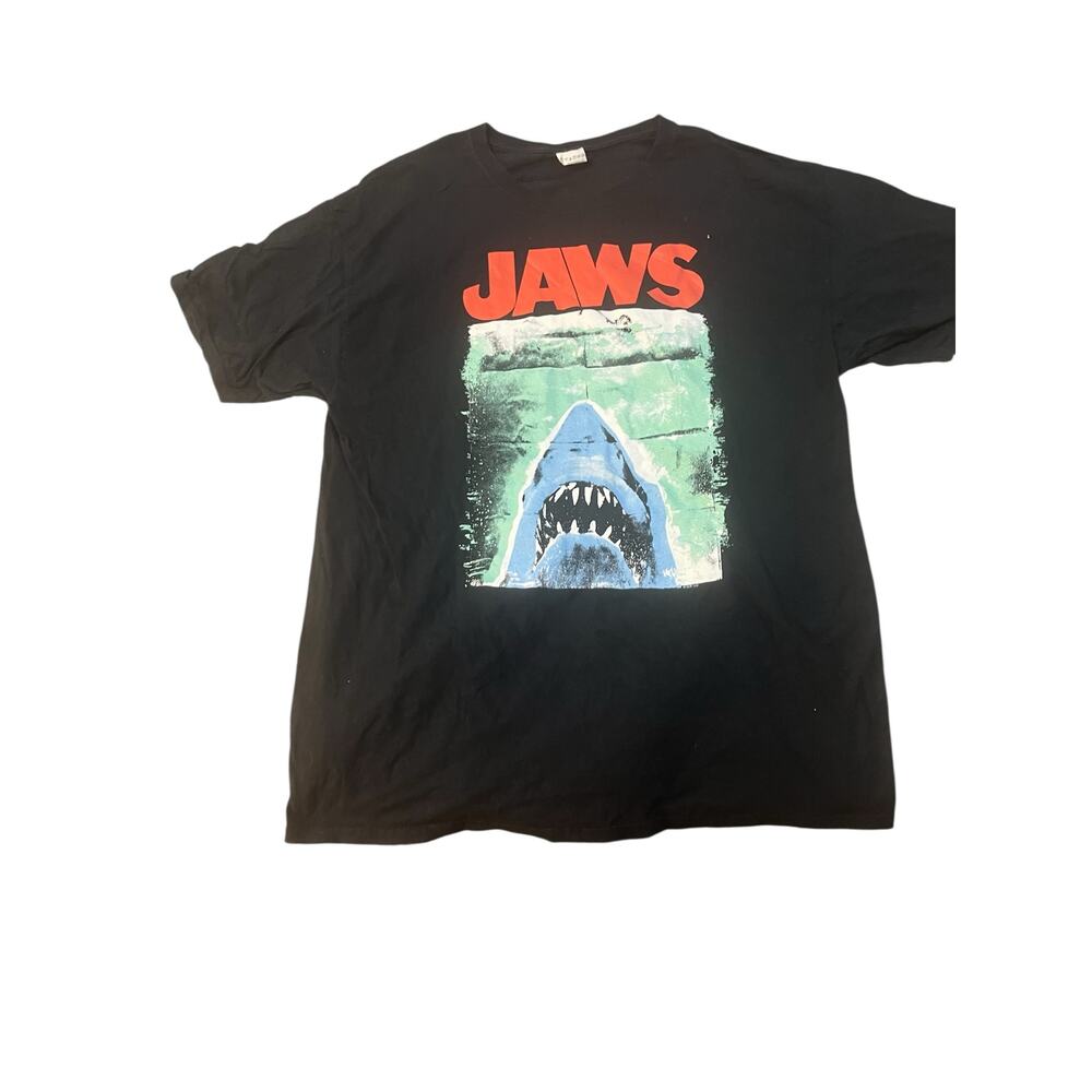 Jaws Movie Shark T-Shirt - Teal/Blue Distressed Graphic - Men’s Size Large